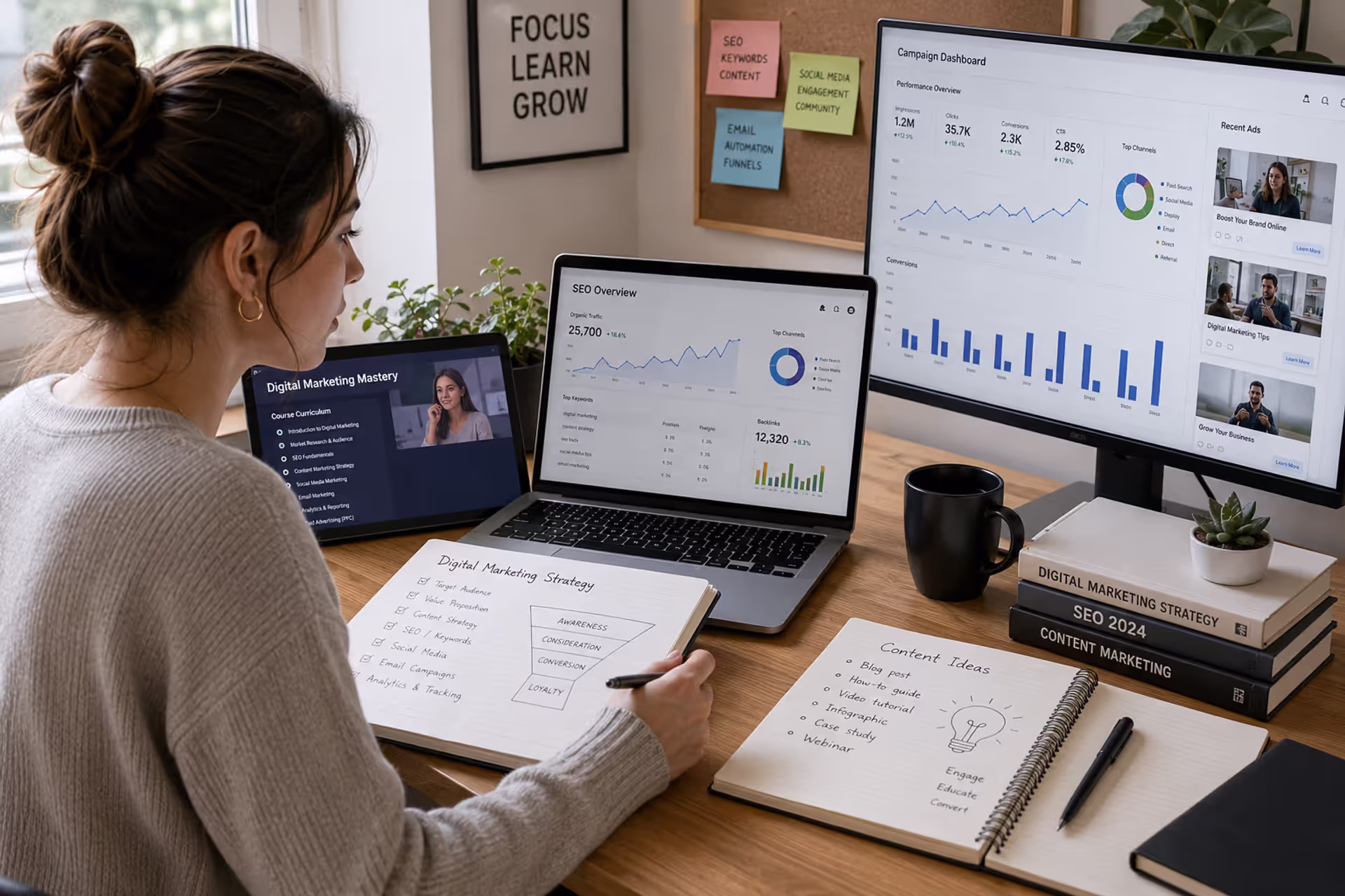 Student learning digital marketing and campaign analytics through an online marketing course